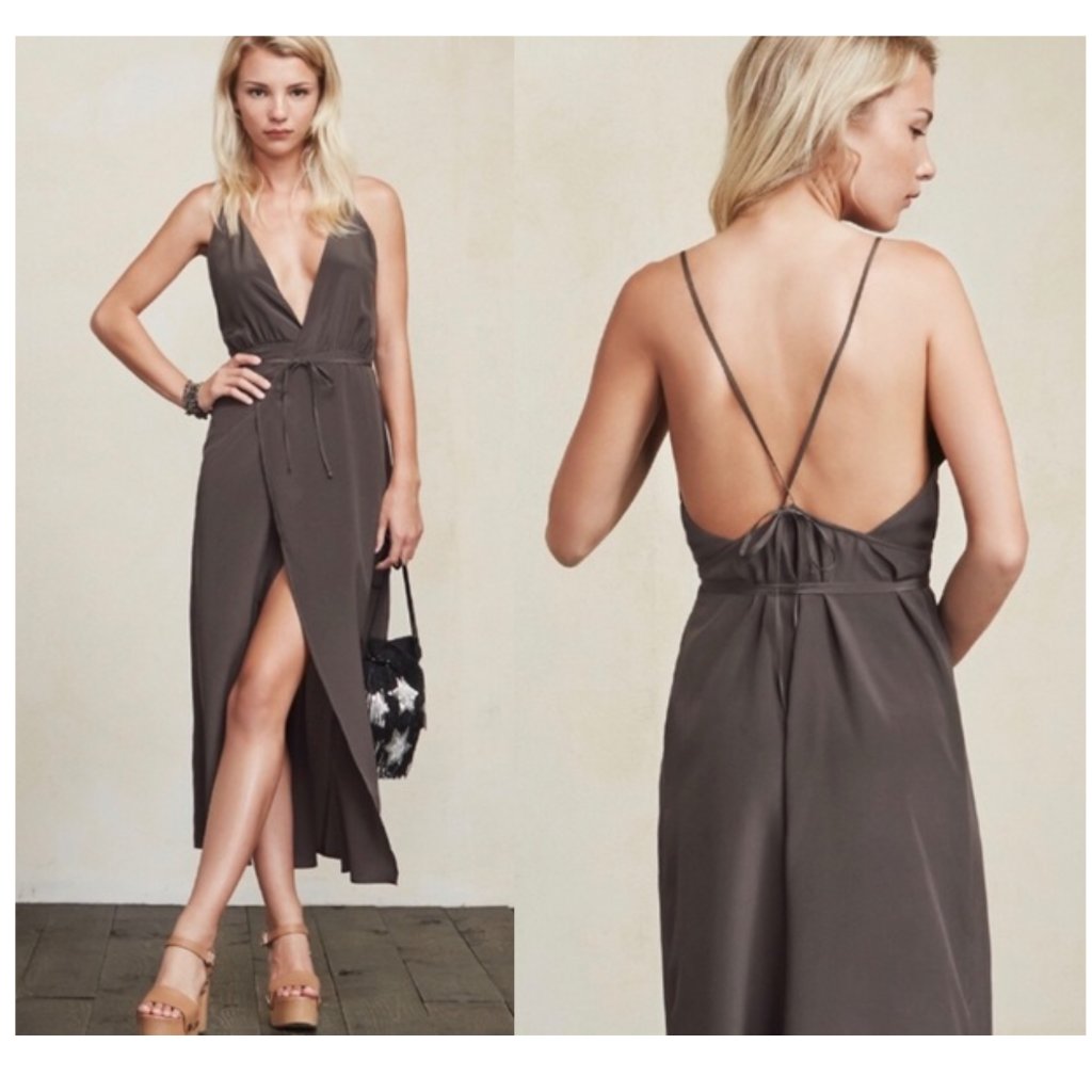 Reformation Clara Wrap Dress Nwt Pyrite
